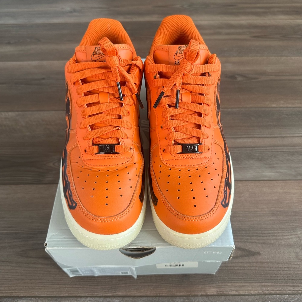 RARE Nike Af1 Skeletal Force One QS Orange Sz 9 Mens Halloween Limited Edition - Picture 2 of 10